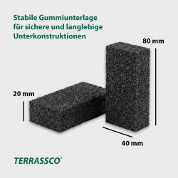 Terrassenpads 40 x 80 x 20 mm aus Gummigranulat