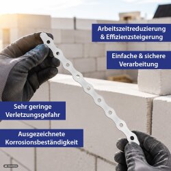 Maueranker Edelstahl 300 x 15 x 0,5 mm