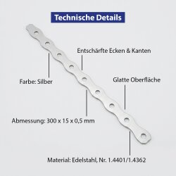 Maueranker Edelstahl 300 x 15 x 0,5 mm
