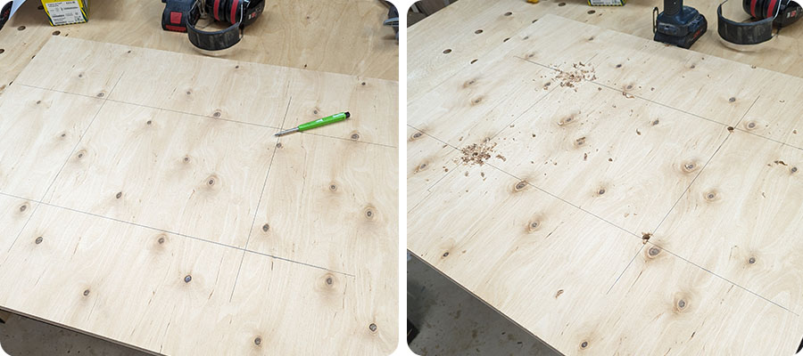 Eine Aussparung in die Tischplatte sägen