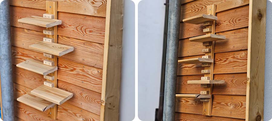 Das Holzregal an der Wand montieren