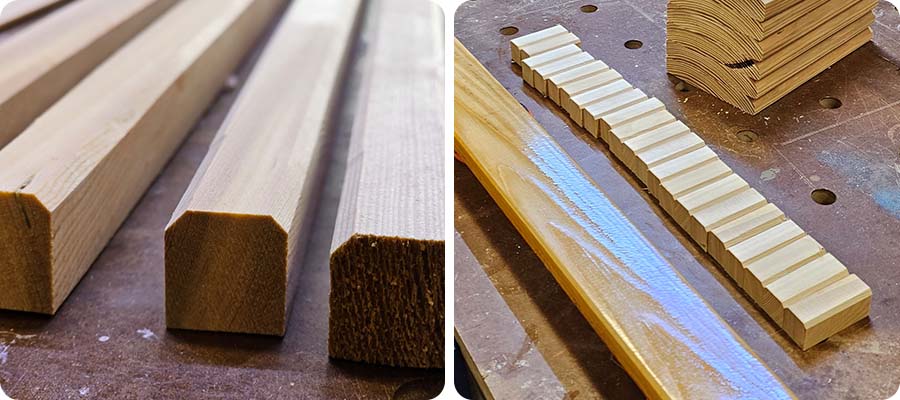 Die Halter für die Regalböden zuschneiden