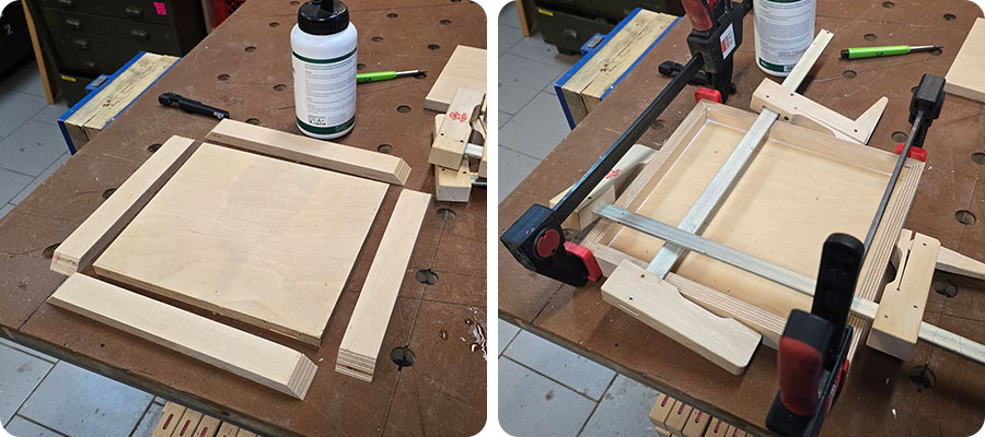 Die Umrahmung für die Bodenplatte zuschneiden