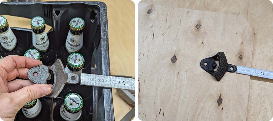 Den Flaschenöffner an der Klappe befestigen