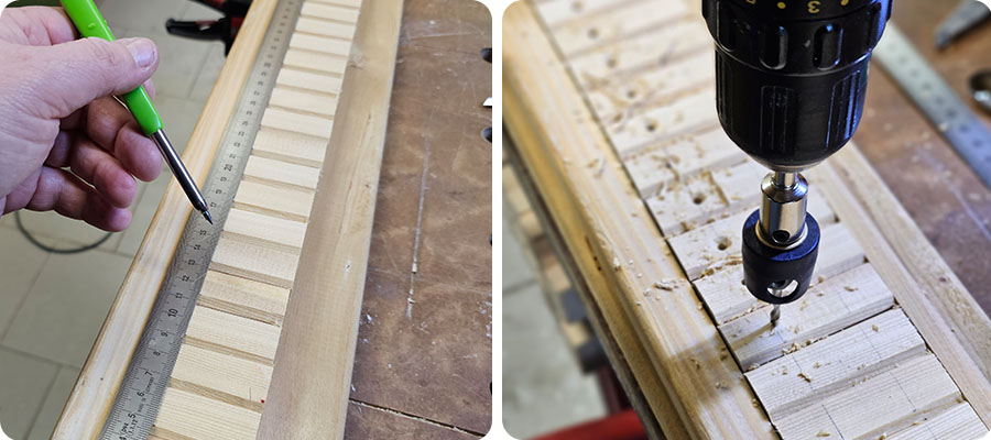 Löcher in die Halter bohren