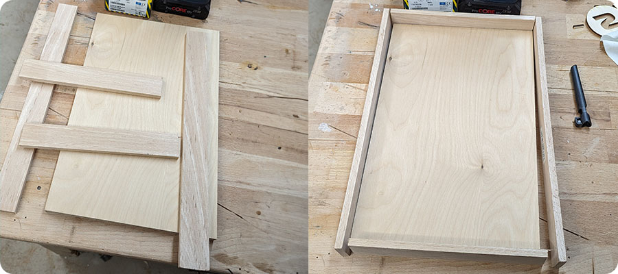 Die Holzleiste für den Rahmen zuschneiden