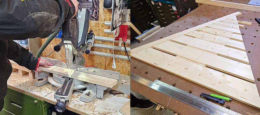 Die Holzbretter zuschneiden